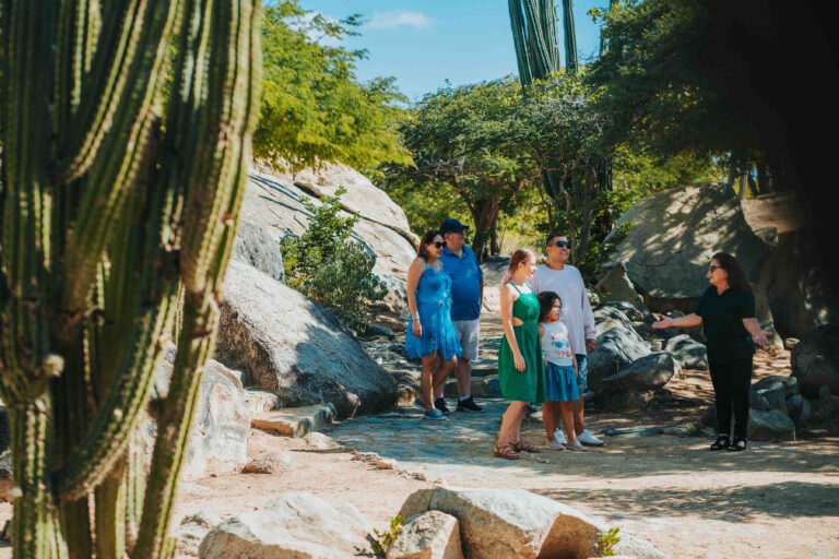 Group of tourist taking a tour at Casibari Rock formation